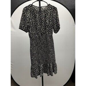 Calista Black Floral Ruched Dress